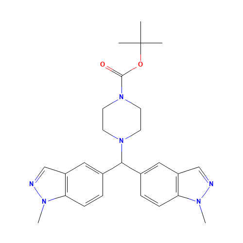tert-butyl 4-[bis(1-methylindazol-5-yl)methyl]piperazine-1-carboxylate (CAS: 1446818-54-7) - Related Chemical Product