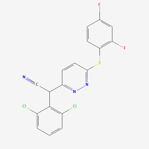 2-(2,6-dichlorophenyl)-2-[6-(2,4-difluorophenyl)sulfanylpyridazin-3-yl]acetonitrile (CAS: 209412-22-6) - Chemical Structure and Molecular Formula 