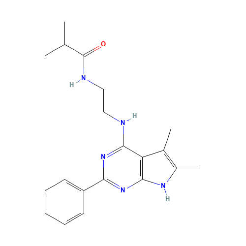 N-[2-[(5,6-dimethyl-2-phenyl-7H-pyrrolo[2,3-d]pyrimidin-4-yl)amino]ethyl]-2-methylpropanamide (CAS: 251946-28-8) - Related Chemical Product