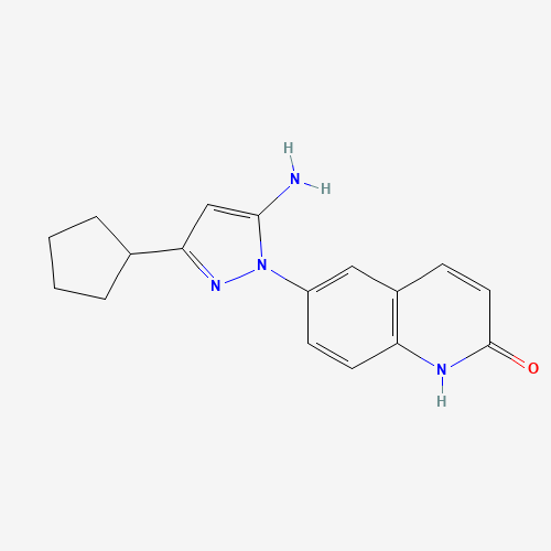 6-(5-amino-3-cyclopentylpyrazol-1-yl)-1H-quinolin-2-one (CAS: 897374-56-0) - Related Chemical Product