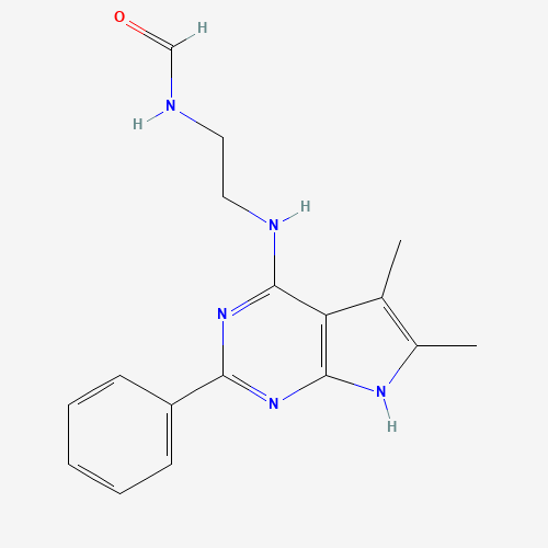N-[2-[(5,6-dimethyl-2-phenyl-7H-pyrrolo[2,3-d]pyrimidin-4-yl)amino]ethyl]formamide (CAS: 251946-22-2) - Chemical Structure and Molecular Formula 