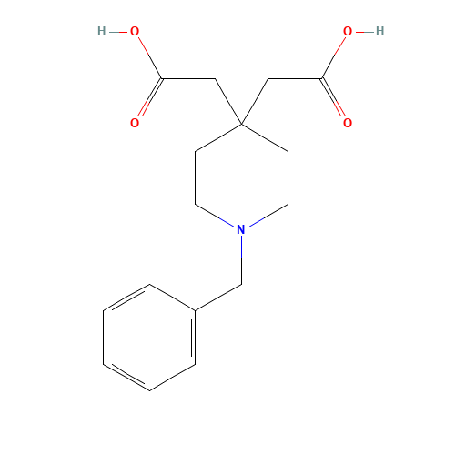 2-[1-benzyl-4-(carboxymethyl)piperidin-4-yl]acetic acid (CAS: 769901-73-7) - Chemical Structure and Molecular Formula 