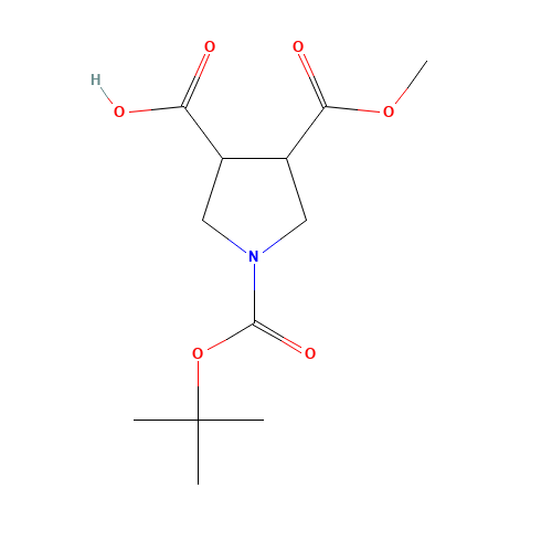 4-methoxycarbonyl-1-[(2-methylpropan-2-yl)oxycarbonyl]pyrrolidine-3-carboxylic acid (CAS: 902835-87-4) - Related Chemical Product