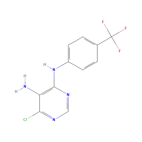 6-chloro-4-N-[4-(trifluoromethyl)phenyl]pyrimidine-4,5-diamine (CAS: 882769-94-0) - Chemical Structure and Molecular Formula 