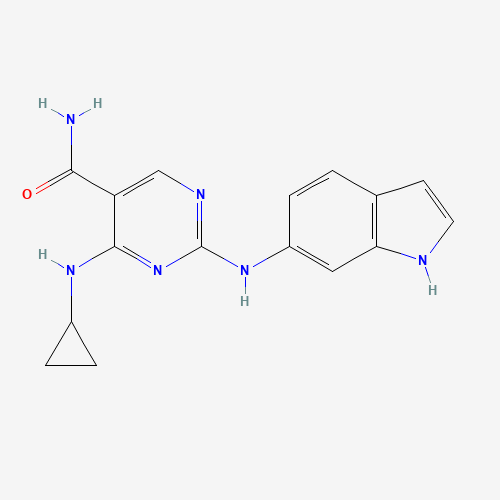 4-(cyclopropylamino)-2-(1H-indol-6-ylamino)pyrimidine-5-carboxamide (CAS: 1198301-65-3) - Chemical Structure and Molecular Formula 