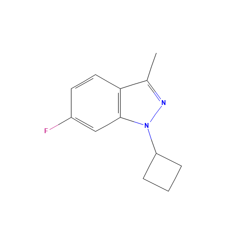 1-cyclobutyl-6-fluoro-3-methylindazole (CAS: 885271-99-8) - Chemical Structure and Molecular Formula 