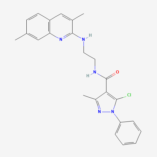 5-chloro-N-[2-[(3,7-dimethylquinolin-2-yl)amino]ethyl]-3-methyl-1-phenylpyrazole-4-carboxamide (CAS: 603967-30-2) - Chemical Structure and Molecular Formula 