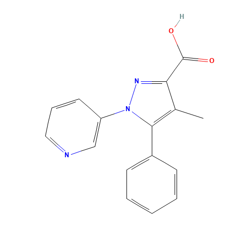 4-methyl-5-phenyl-1-pyridin-3-ylpyrazole-3-carboxylic acid (CAS: 741286-99-7) - Chemical Structure and Molecular Formula 