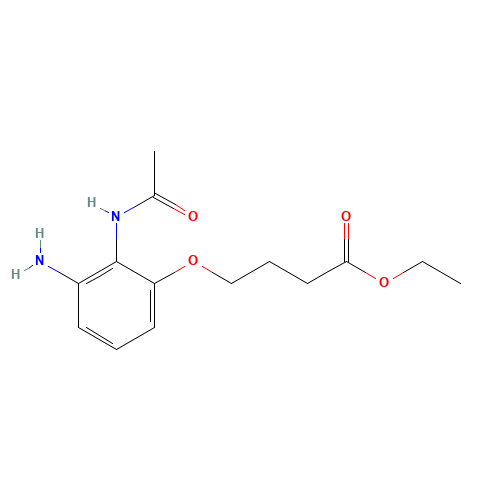 ethyl 4-(2-acetamido-3-aminophenoxy)butanoate (CAS: 808743-00-2) - Chemical Structure and Molecular Formula 