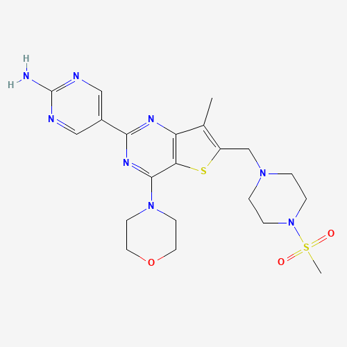 5-[7-methyl-6-[(4-methylsulfonylpiperazin-1-yl)methyl]-4-morpholin-4-ylthieno[3,2-d]pyrimidin-2-yl]pyrimidin-2-amine (CAS: 1032754-81-6) - Related Chemical Product