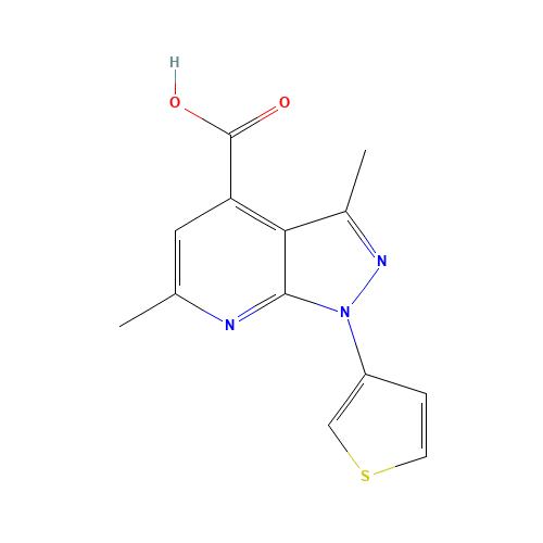 3,6-dimethyl-1-thiophen-3-ylpyrazolo[3,4-b]pyridine-4-carboxylic acid (CAS: 1417333-09-5) - Related Chemical Product