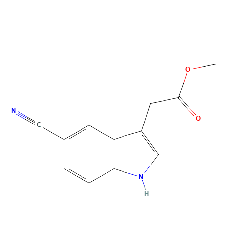 methyl 2-(5-cyano-1H-indol-3-yl)acetate (CAS: 202124-86-5) - Chemical Structure and Molecular Formula 