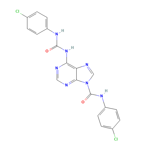 N-(4-chlorophenyl)-6-[(4-chlorophenyl)carbamoylamino]purine-9-carboxamide (CAS: 1092352-77-6) - Related Chemical Product