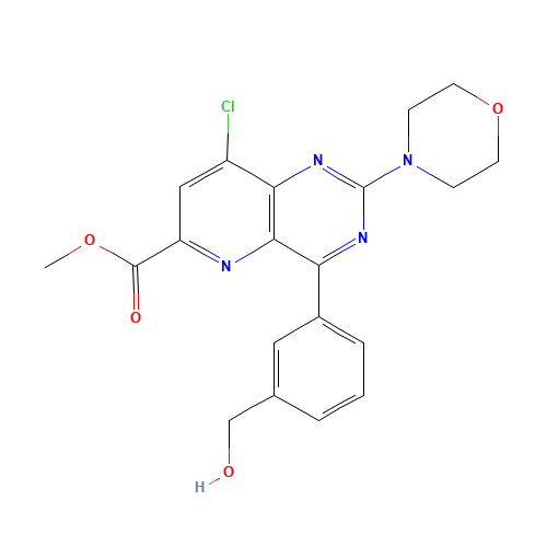methyl 8-chloro-4-[3-(hydroxymethyl)phenyl]-2-morpholin-4-ylpyrido[3,2-d]pyrimidine-6-carboxylate (CAS: 1240123-03-8) - Chemical Structure and Molecular Formula 