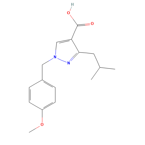 1-[(4-methoxyphenyl)methyl]-3-(2-methylpropyl)pyrazole-4-carboxylic acid (CAS: 1235313-66-2) - Related Chemical Product
