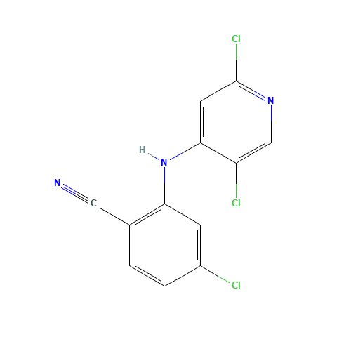 4-chloro-2-[(2,5-dichloropyridin-4-yl)amino]benzonitrile (CAS: 1224888-03-2) - Chemical Structure and Molecular Formula 