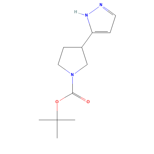 tert-butyl 3-(1H-pyrazol-5-yl)pyrrolidine-1-carboxylate (CAS: 1225218-81-4) - Chemical Structure and Molecular Formula 