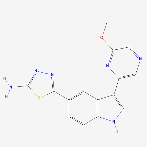 5-[3-(6-methoxypyrazin-2-yl)-1H-indol-5-yl]-1,3,4-thiadiazol-2-amine (CAS: 1401347-35-0) - Related Chemical Product
