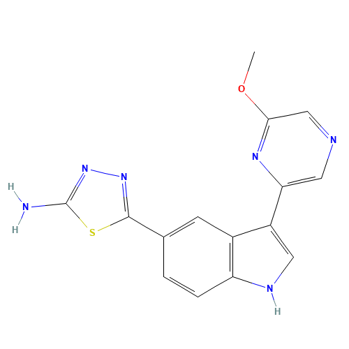 5-[3-(6-methoxypyrazin-2-yl)-1H-indol-5-yl]-1,3,4-thiadiazol-2-amine (CAS: 1401347-35-0) - Related Chemical Product