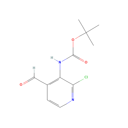 tert-butyl N-(2-chloro-4-formylpyridin-3-yl)carbamate (CAS: 1238324-73-6) - Chemical Structure and Molecular Formula 