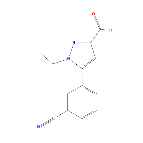 3-(2-ethyl-5-formylpyrazol-3-yl)benzonitrile (CAS: 777952-87-1) - Chemical Structure and Molecular Formula 
