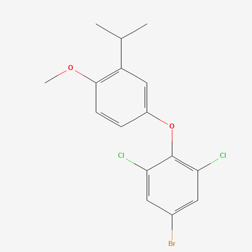 5-bromo-1,3-dichloro-2-(4-methoxy-3-propan-2-ylphenoxy)benzene (CAS: 525575-58-0) - Chemical Structure and Molecular Formula 