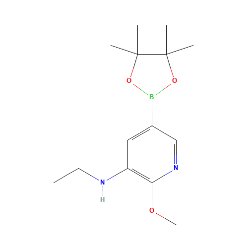 N-ethyl-2-methoxy-5-(4,4,5,5-tetramethyl-1,3,2-dioxaborolan-2-yl)pyridin-3-amine (CAS: 1257554-09-8) - Chemical Structure and Molecular Formula 