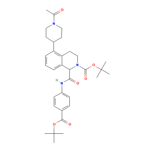 tert-butyl 5-(1-acetylpiperidin-4-yl)-1-[[4-[(2-methylpropan-2-yl)oxycarbonyl]phenyl]carbamoyl]-3,4-dihydro-1H-isoquinoline-2-carboxylate (CAS: 1430563-96-4) - Related Chemical Product