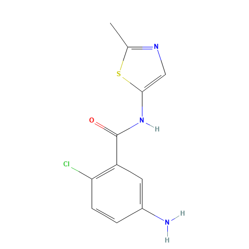 5-amino-2-chloro-N-(2-methyl-1,3-thiazol-5-yl)benzamide (CAS: 942631-62-1) - Chemical Structure and Molecular Formula 