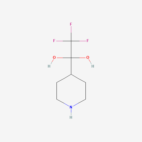 2,2,2-trifluoro-1-piperidin-4-ylethane-1,1-diol (CAS: 1268520-17-7) - Chemical Structure and Molecular Formula 