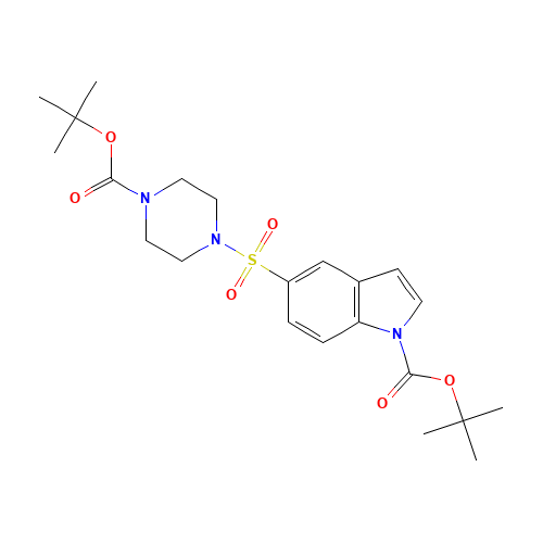 tert-butyl 5-[4-[(2-methylpropan-2-yl)oxycarbonyl]piperazin-1-yl]sulfonylindole-1-carboxylate (CAS: 503045-76-9) - Chemical Structure and Molecular Formula 