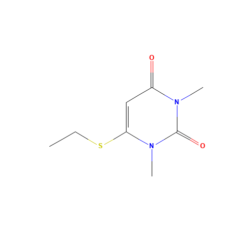 6-ethylsulfanyl-1,3-dimethylpyrimidine-2,4-dione (CAS: 35218-96-3) - Chemical Structure and Molecular Formula 