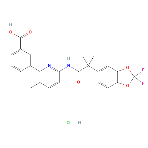 3-[6-[[1-(2,2-difluoro-1,3-benzodioxol-5-yl)cyclopropanecarbonyl]amino]-3-methylpyridin-2-yl]benzoic acid;hydrochloride (CAS: 1160221-26-0) - Related Chemical Product