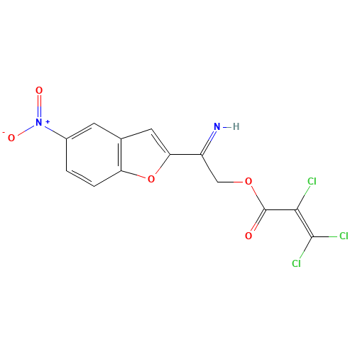 [2-imino-2-(5-nitro-1-benzofuran-2-yl)ethyl] 2,3,3-trichloroprop-2-enoate (CAS: 680579-22-0) - Chemical Structure and Molecular Formula 