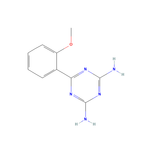 6-(2-methoxyphenyl)-1,3,5-triazine-2,4-diamine (CAS: 72775-80-5) - Chemical Structure and Molecular Formula 