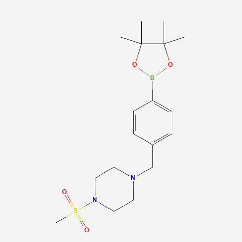 1-methylsulfonyl-4-[[4-(4,4,5,5-tetramethyl-1,3,2-dioxaborolan-2-yl)phenyl]methyl]piperazine (CAS: 1206641-59-9) - Chemical Structure and Molecular Formula 