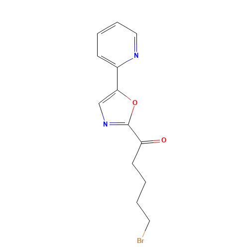 5-bromo-1-(5-pyridin-2-yl-1,3-oxazol-2-yl)pentan-1-one (CAS: 945414-55-1) - Chemical Structure and Molecular Formula 