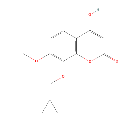 8-(cyclopropylmethoxy)-4-hydroxy-7-methoxychromen-2-one (CAS: 1219709-36-0) - Chemical Structure and Molecular Formula 