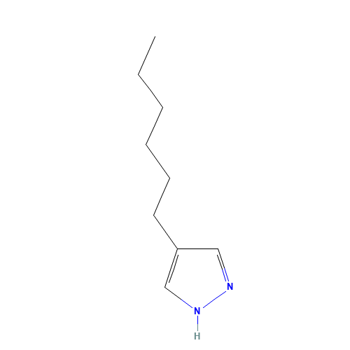 4-hexyl-1H-pyrazole (CAS: 73123-47-4) - Chemical Structure and Molecular Formula 