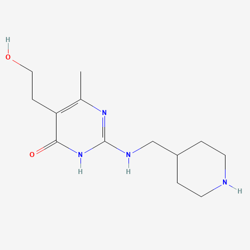 5-(2-hydroxyethyl)-6-methyl-2-(piperidin-4-ylmethylamino)-1H-pyrimidin-4-one (CAS: 1241669-40-8) - Chemical Structure and Molecular Formula 