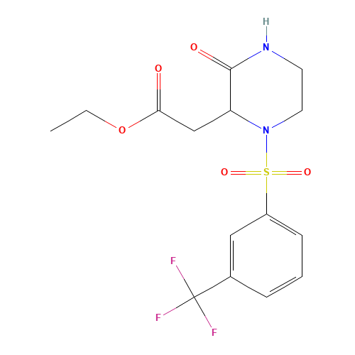 ethyl 2-[3-oxo-1-[3-(trifluoromethyl)phenyl]sulfonylpiperazin-2-yl]acetate (CAS: 318469-57-7) - Related Chemical Product