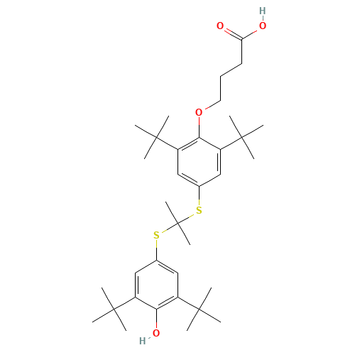 4-[2,6-ditert-butyl-4-[2-(3,5-ditert-butyl-4-hydroxyphenyl)sulfanylpropan-2-ylsulfanyl]phenoxy]butanoic acid (CAS: 216167-95-2) - Related Chemical Product