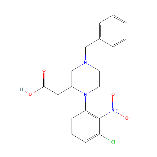 2-[4-benzyl-1-(3-chloro-2-nitrophenyl)piperazin-2-yl]acetic acid (CAS: 1252648-29-5) - Related Chemical Product