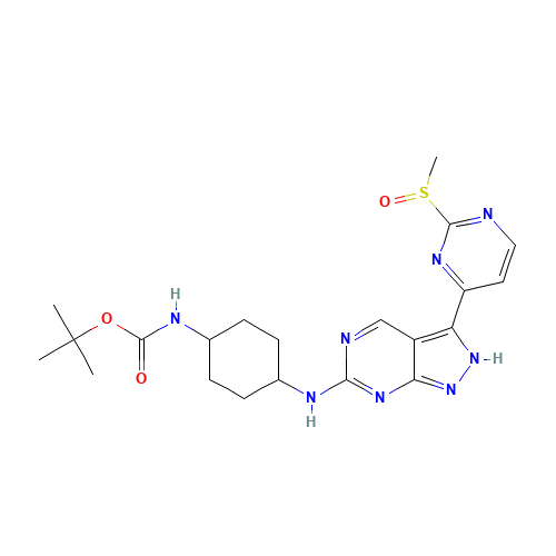 tert-butyl N-[4-[[3-(2-methylsulfinylpyrimidin-4-yl)-2H-pyrazolo[3,4-d]pyrimidin-6-yl]amino]cyclohexyl]carbamate (CAS: 1386401-70-2) - Related Chemical Product