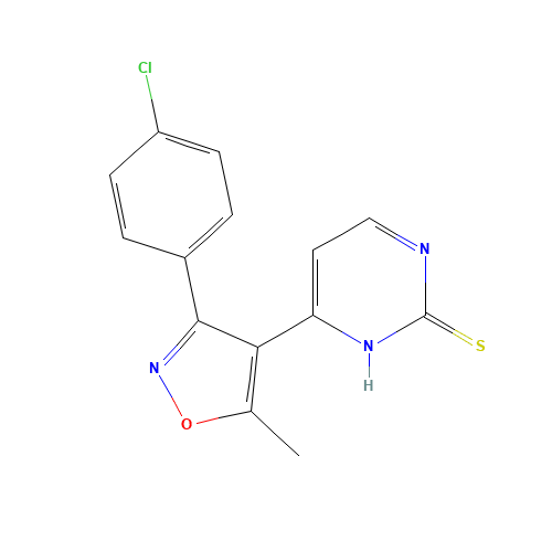 6-[3-(4-chlorophenyl)-5-methyl-1,2-oxazol-4-yl]-1H-pyrimidine-2-thione (CAS: 685542-51-2) - Chemical Structure and Molecular Formula 
