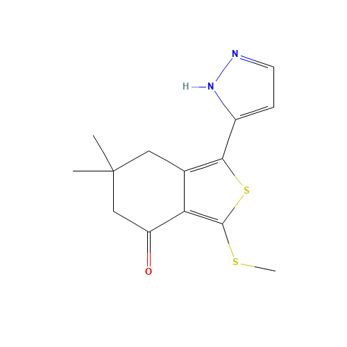 6,6-dimethyl-3-methylsulfanyl-1-(1H-pyrazol-5-yl)-5,7-dihydro-2-benzothiophen-4-one (CAS: 207307-44-6) - Related Chemical Product