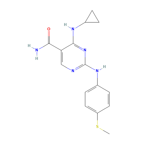 4-(cyclopropylamino)-2-(4-methylsulfanylanilino)pyrimidine-5-carboxamide (CAS: 1198302-14-5) - Related Chemical Product