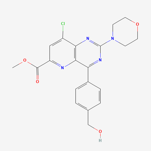 methyl 8-chloro-4-[4-(hydroxymethyl)phenyl]-2-morpholin-4-ylpyrido[3,2-d]pyrimidine-6-carboxylate (CAS: 1240122-98-8) - Chemical Structure and Molecular Formula 
