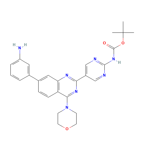 tert-butyl N-[5-[7-(3-aminophenyl)-4-morpholin-4-ylquinazolin-2-yl]pyrimidin-2-yl]carbamate (CAS: 1557084-35-1) - Related Chemical Product
