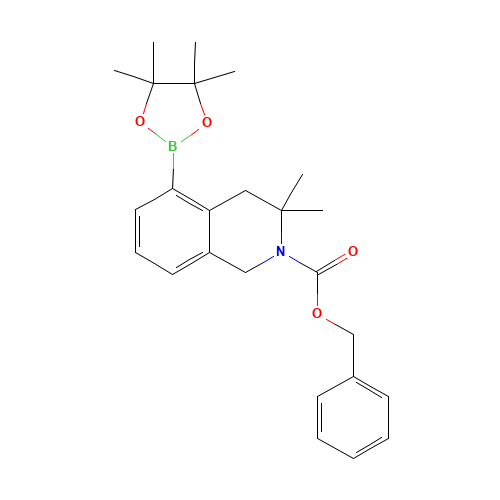benzyl 3,3-dimethyl-5-(4,4,5,5-tetramethyl-1,3,2-dioxaborolan-2-yl)-1,4-dihydroisoquinoline-2-carboxylate (CAS: 1430564-00-3) - Chemical Structure and Molecular Formula 